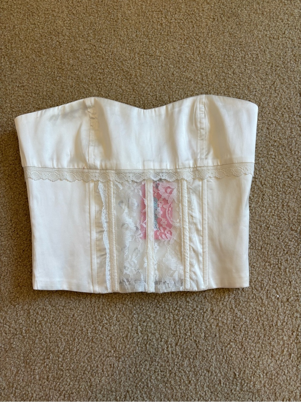 Edikted White Lace Bustier Crop Top